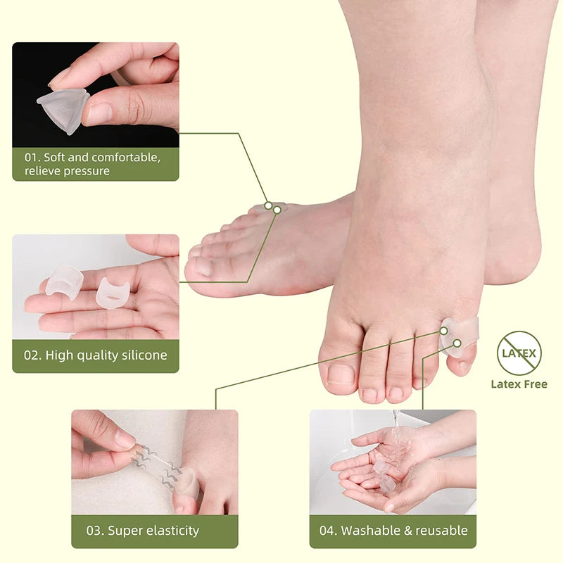 Premium Silicone Toe Separator - 2PCS Gel Bunion Corrector & Orthopedic Hallux Valgus Spacer for Foot Care, Pedicure, and 