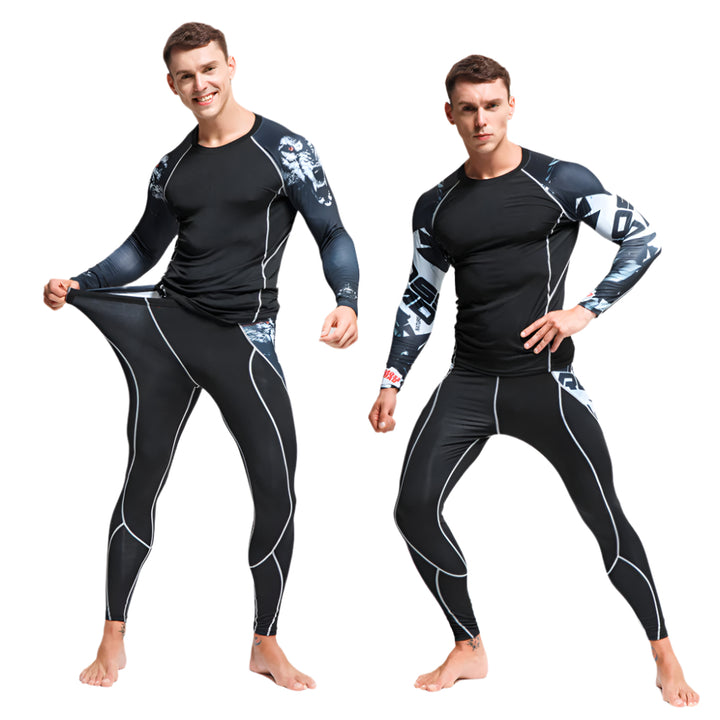 Premium Herren Kompressionssportanzug – Schnell trocknendes MMA Fitness-Trainingsset, Jogging- & Lauf-Rashguard-Sportbekleidung