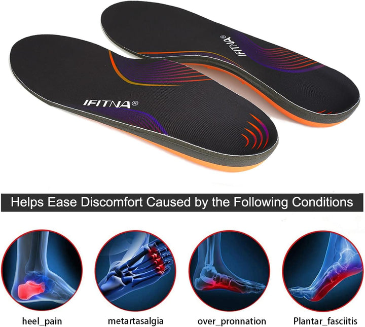 Premium Arch Support Orthotic Insoles – Pain Relief Inserts for Plantar Fasciitis, Flat Feet, and Heel Support, Ideal for