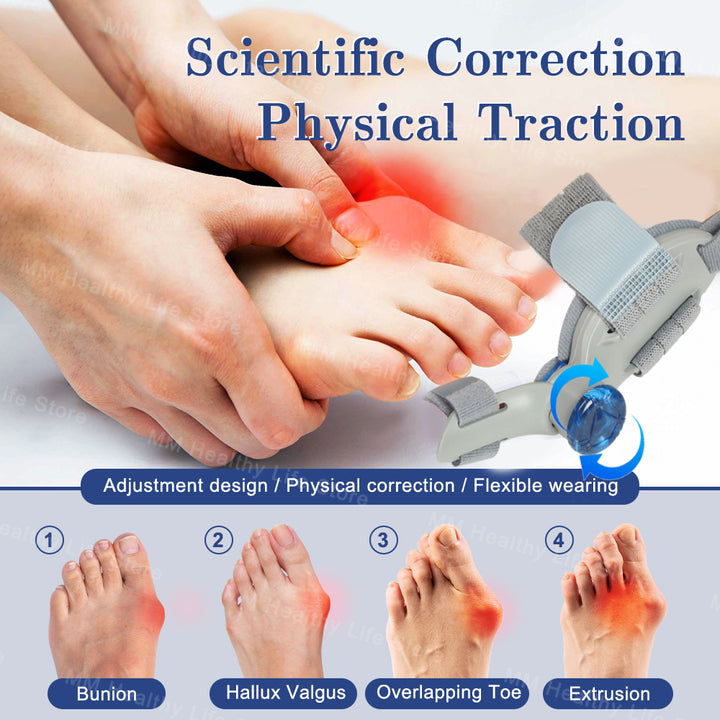 Premium verstellbarer Hallux Valgus Korrektor – Großzehenbegradiger mit orthopädischer Ballenstütze, Silikonpolster und Zehenseparator zur Schmerzlinderung und Zeigenausrichtung, flexible Größe für Männer und Frauen