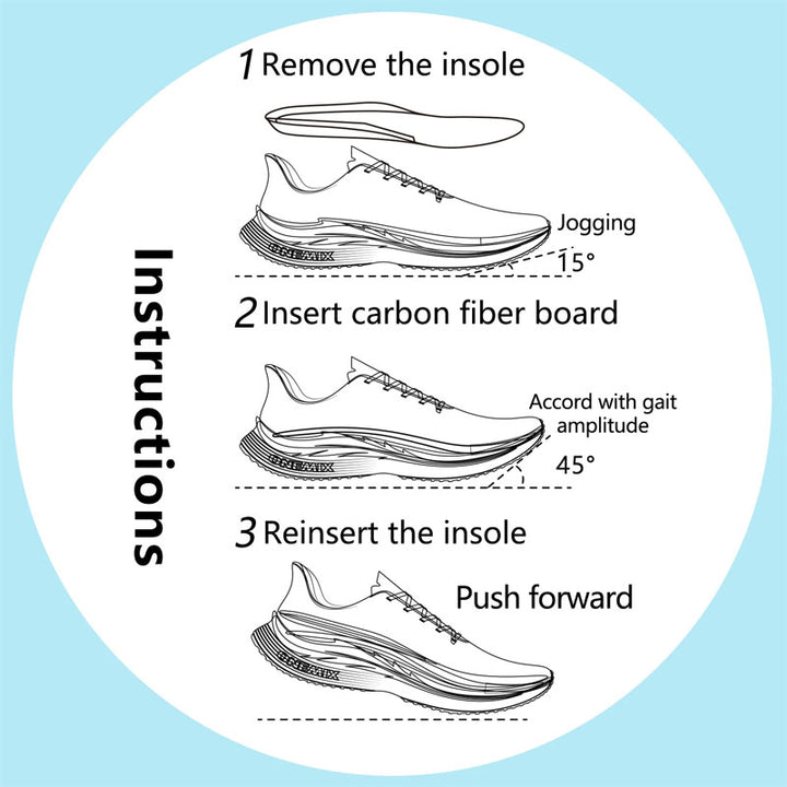 Premium Carbon Fiber Insoles for Running - Full Palm Arch Support, Strong Boost, Enhanced Stability, Anti-Torsion for 