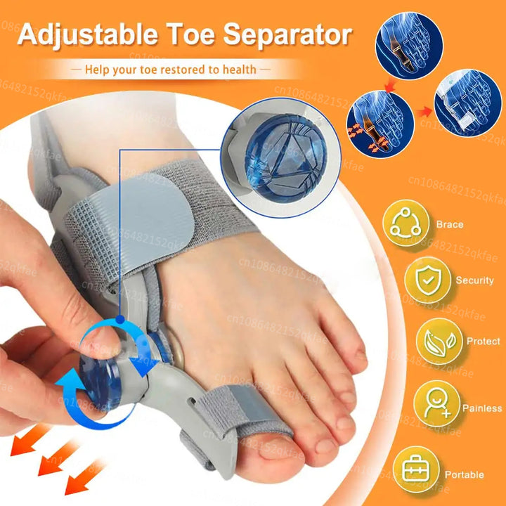 Premium verstellbarer Hallux Valgus Korrektor – Großzehenbegradiger mit orthopädischer Ballenstütze, Silikonpolster und Zehenseparator zur Schmerzlinderung und Zeigenausrichtung, flexible Größe für Männer und Frauen
