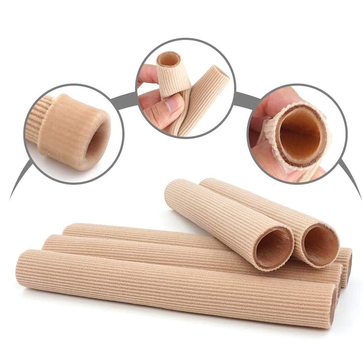 Premium Toe Cushion Protector - Fabric Toe Tubes for Corns, Blisters, Calluses, Hammer Toes | Cuttable, Reusable, Silicone 