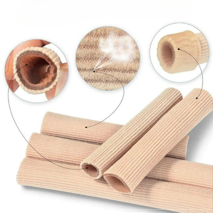 Premium Toe Cushion Protector - Fabric Toe Tubes for Corns, Blisters, Calluses, Hammer Toes | Cuttable, Reusable, Silicone 