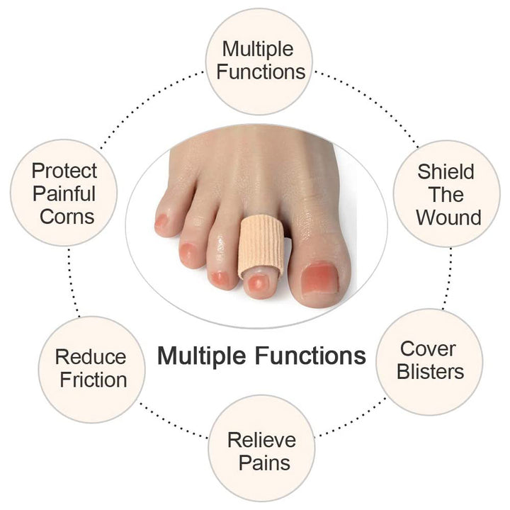 Premium Toe Cushion Protector - Fabric Toe Tubes for Corns, Blisters, Calluses, Hammer Toes | Cuttable, Reusable, Silicone 