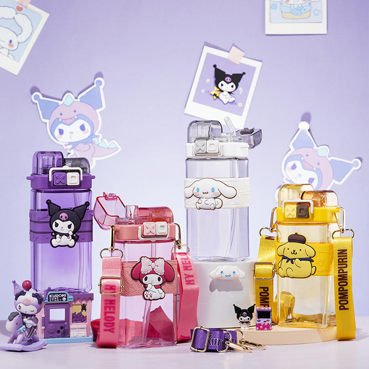 Premium Sanrio Cartoon Water Bottle – 520ML Double Drink Cup – Large Capacity Plastic Bottle for Students – Featuring Melody