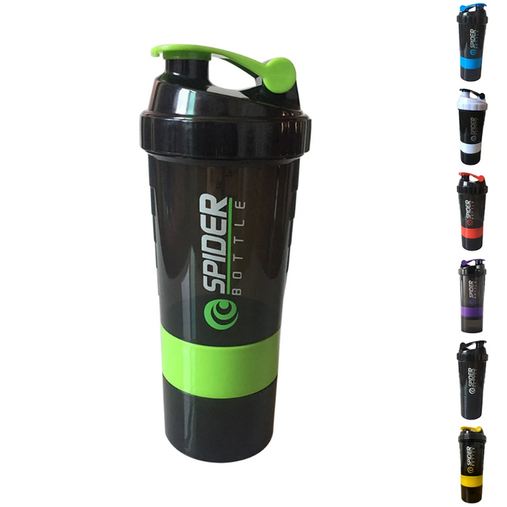 Premium 500ML Tragbare Proteinpulver-Shakerflasche – Hochkapazitäts-Sportmixer mit Pulverbehälter – Plastik-Wasserbecher für Fitnessstudio & Fitness – Modernes, auslaufsicheres Design
