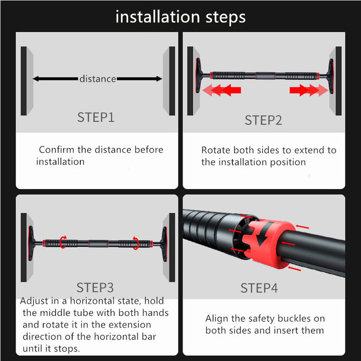 Premium Adjustable Door Pull-Up Bar – Steel Horizontal Bar for Home Gym, Fitness Training, Arm, Core & Back Workout, Max 200g