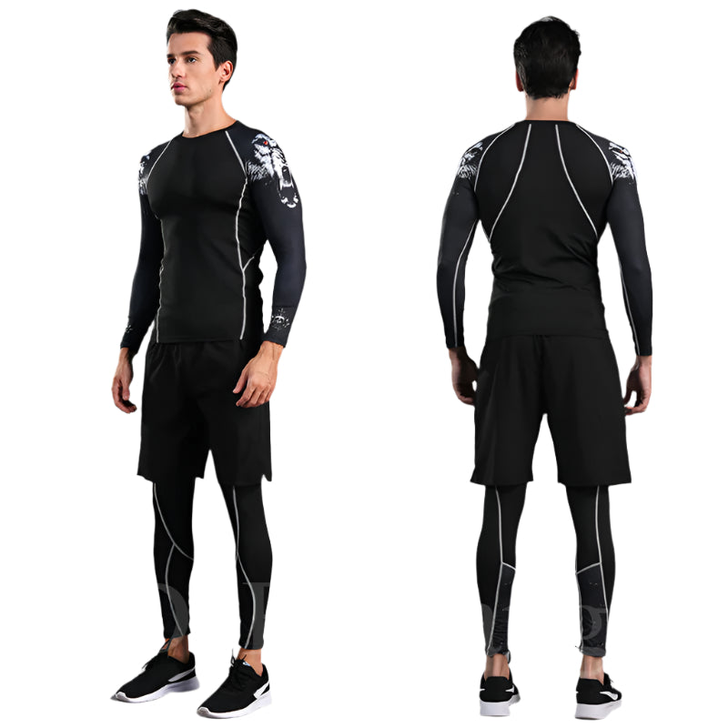 Premium Herren Kompressionssportanzug – Schnell trocknendes MMA Fitness-Trainingsset, Jogging- & Lauf-Rashguard-Sportbekleidung