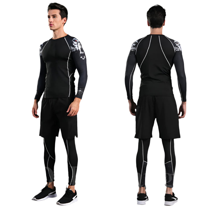 Premium Herren Kompressionssportanzug – Schnell trocknendes MMA Fitness-Trainingsset, Jogging- & Lauf-Rashguard-Sportbekleidung
