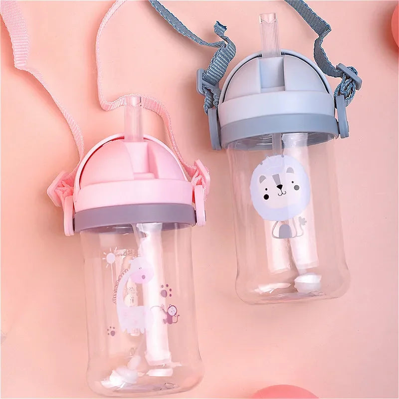 Premium 250ml Kids Water Cup – Anti-Choke, Spill-Proof, with Suction Ball & Straw, Cute Cartoon Design, Ideal for Toddlers 