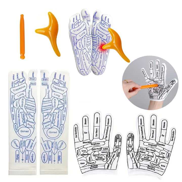 Premium Acupressure Massage Socks - 6 Pcs Reflexology Foot Therapy Set for Tired Feet, Cotton-Polyester Blend, Men’s & 