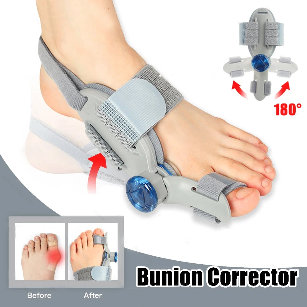 Premium Adjustable Bunion Corrector | Hallux Valgus Straightener with Rotatable Toe Separator, Soft Silicone Pad, Flexible 