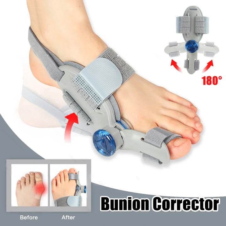 Premium Adjustable Bunion Corrector | Hallux Valgus Straightener with Rotatable Toe Separator, Soft Silicone Pad, Flexible 