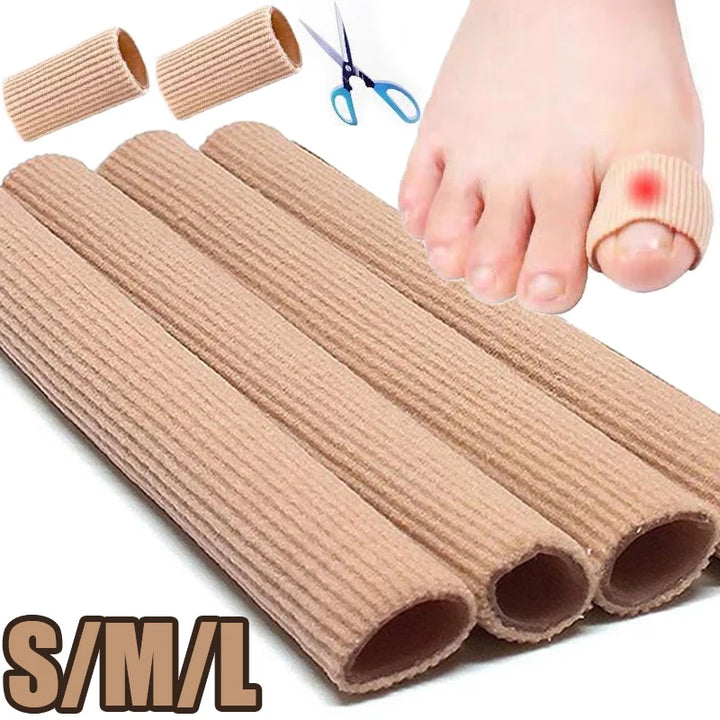 Premium Toe Cushion Protector - Fabric Toe Tubes for Corns, Blisters, Calluses, Hammer Toes | Cuttable, Reusable, Silicone 
