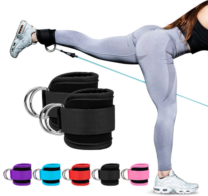 Premium Cable Ankle Straps – Double D-Ring Ankle Cuffs for Gym Workouts, Glutes & Legs Strength Training, Abductor Support,