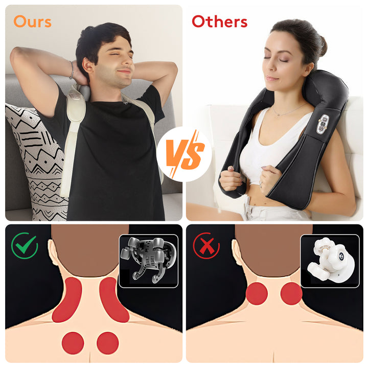 Luxury Wireless Neck and Back Massager for Cervical Relaxation and Trapezius Relief | Kneading Massage Shawl for Targeted 