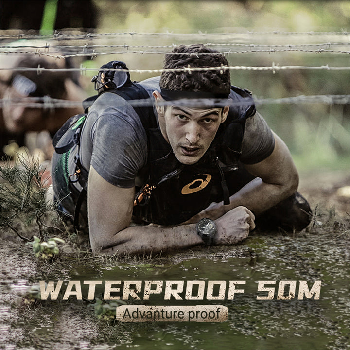 Premium Military Smartwatch for Men – Waterproof 50m, Speed Stopwatch, World Time, Coun Case, Backlit, Replaceable Stratdown 