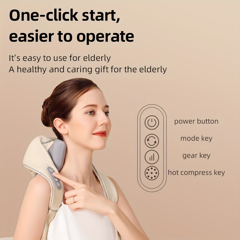 Premium Neck and Shoulder Massager with Heat | Deep Tissue Shiatsu Electric Kneading Pillow for Pain Relief | Wireless Body