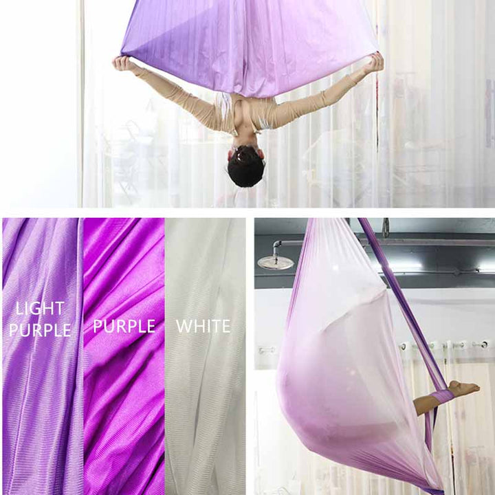 Premium Aerial Silks Yoga Hammock – Gradient Color Anti-Gravity Swing for Flying Yoga, Low Stretch Fabric, Available in 4-7M