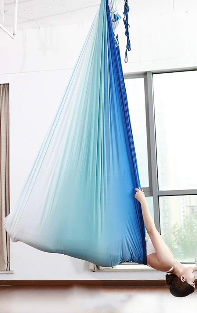 Premium Aerial Silks Yoga Hammock – Gradient Color Anti-Gravity Swing for Flying Yoga, Low Stretch Fabric, Available in 4-7M