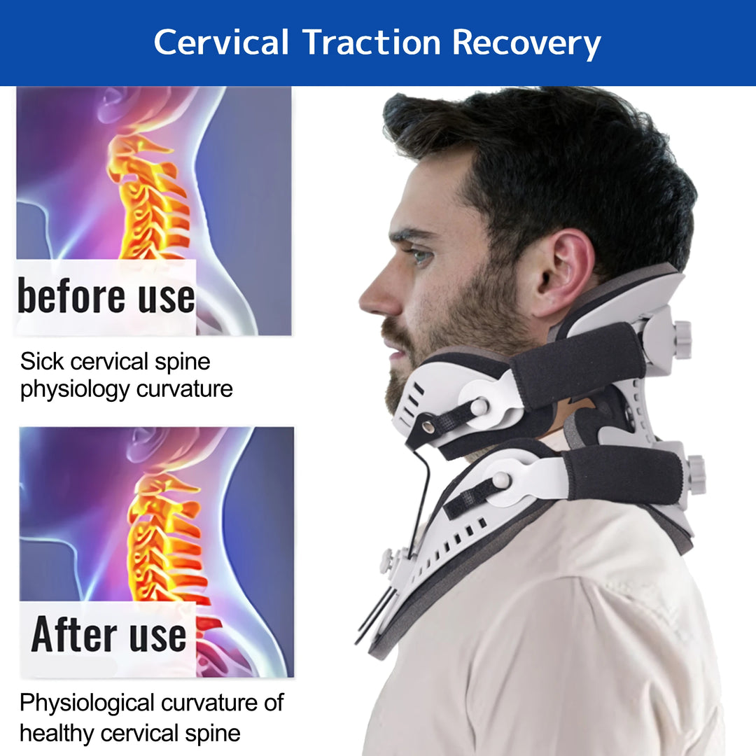 Premium Adjustable Neck Brace Support Orthosis for Pain Relief, Ergonomic Cervical Collar with 360° Sponge Wrap and Traction 