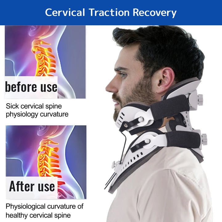 Premium Adjustable Neck Brace Support Orthosis for Pain Relief, Ergonomic Cervical Collar with 360° Sponge Wrap and Traction 