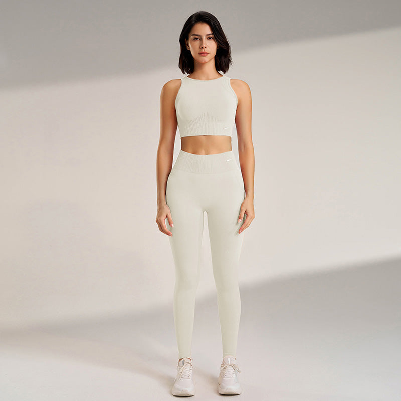 Premium Yoga-Bekleidungsset – Damen Hochtaillierte Leggings & Nahtloses Top – Bequeme Fitness- und Trainingsbekleidung – Ideal für Workout, Pilates und Yoga – Atmungsaktiv und unterstützend