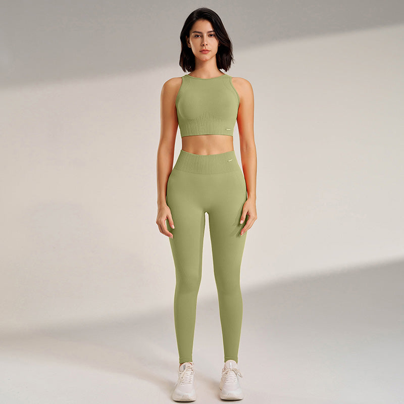 Premium Yoga-Bekleidungsset – Damen Hochtaillierte Leggings & Nahtloses Top – Bequeme Fitness- und Trainingsbekleidung – Ideal für Workout, Pilates und Yoga – Atmungsaktiv und unterstützend