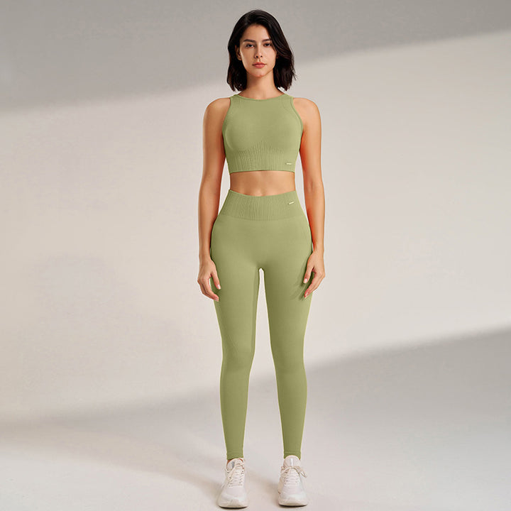Premium Yoga-Bekleidungsset – Damen Hochtaillierte Leggings & Nahtloses Top – Bequeme Fitness- und Trainingsbekleidung – Ideal für Workout, Pilates und Yoga – Atmungsaktiv und unterstützend