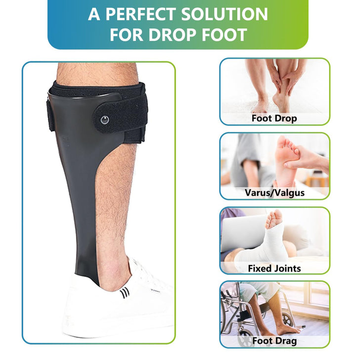 Premium AFO Drop Foot Brace Orthosis - Lightweight Ankle Support Stabilizer for Men and Women, Comfort Fit for Foot Drop, 