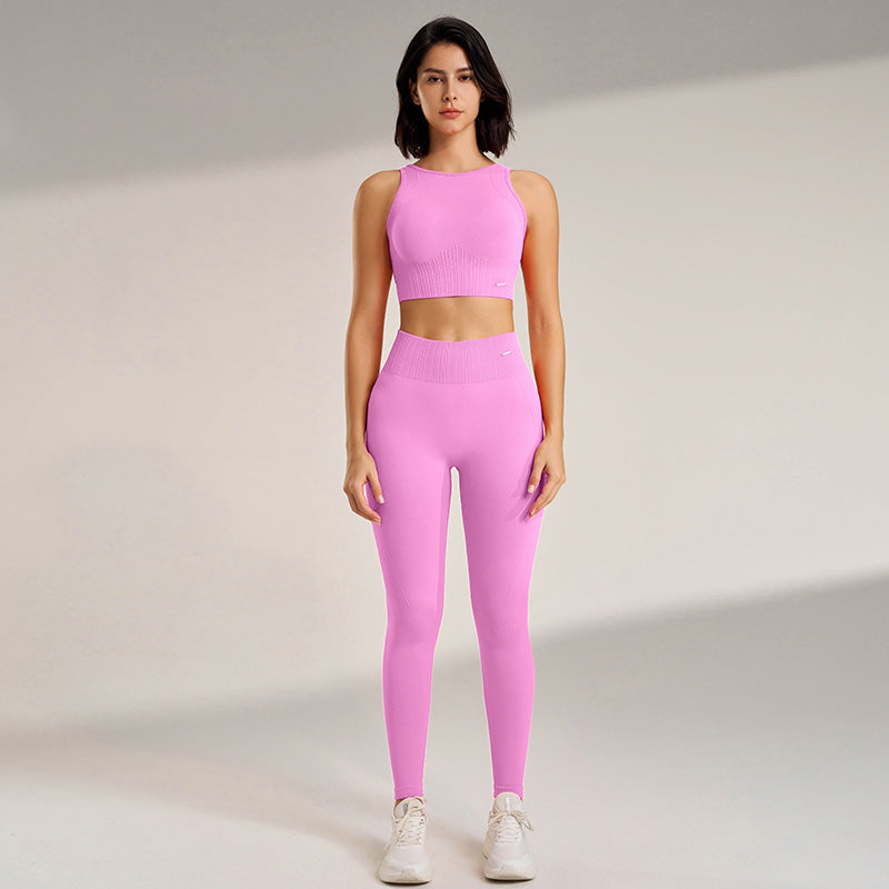 Premium Yoga-Bekleidungsset – Damen Hochtaillierte Leggings & Nahtloses Top – Bequeme Fitness- und Trainingsbekleidung – Ideal für Workout, Pilates und Yoga – Atmungsaktiv und unterstützend