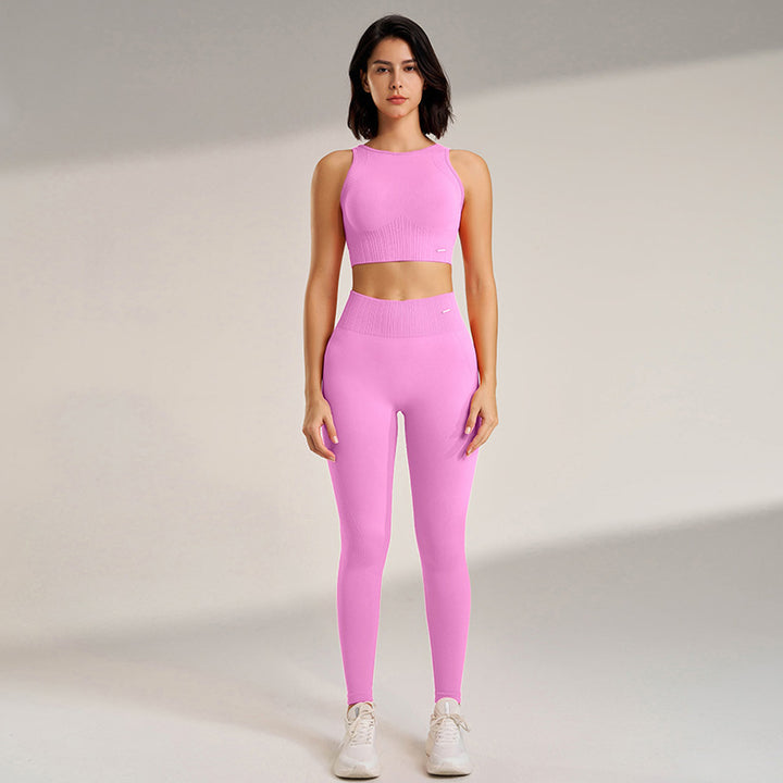 Premium Yoga-Bekleidungsset – Damen Hochtaillierte Leggings & Nahtloses Top – Bequeme Fitness- und Trainingsbekleidung – Ideal für Workout, Pilates und Yoga – Atmungsaktiv und unterstützend