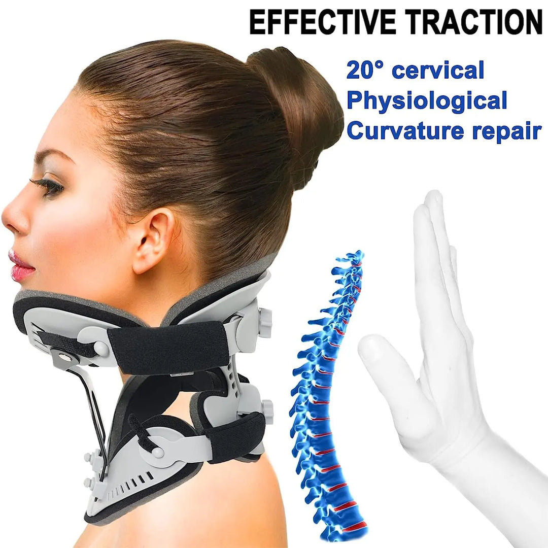 Premium Adjustable Neck Brace Support Orthosis for Pain Relief, Ergonomic Cervical Collar with 360° Sponge Wrap and Traction 