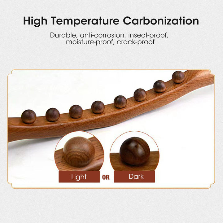Premium Beech Wood Massage Stick with 20 Beads for Acupressure & Scraping Therapy – Relaxing Back, Neck & Body Treatment 