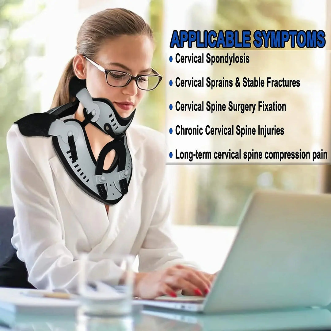 Premium Adjustable Neck Brace Support Orthosis for Pain Relief, Ergonomic Cervical Collar with 360° Sponge Wrap and Traction 