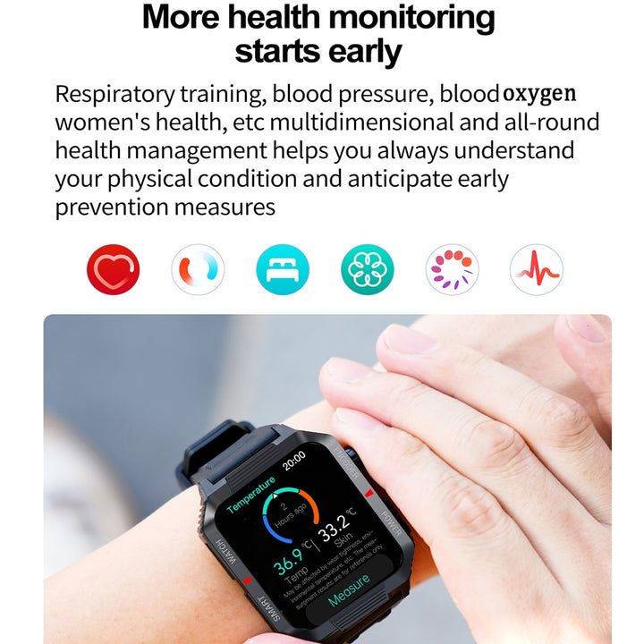 Premium GPS-Fitness-Tracker-Smartwatch mit 1,99 Zoll HD-Bildschirm, Herzfrequenz-, Blutdruck-, EKG- und Blutsauerstoffüberwachung – Bluetooth-Anruf, NFC, über 100 Trainingsmodi, wasserdicht
