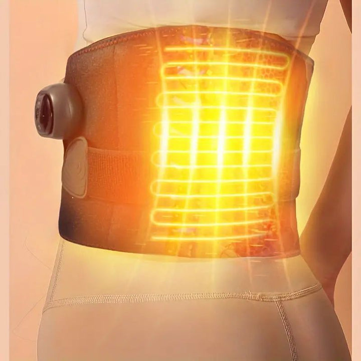 Premium Elektrischer Taillenmassager – Tragbarer Lendenwärmer mit 3 Vibrationsstufen und Temperaturregelung – Verstellbare Taillenstütze zur Schmerzlinderung und für Komfort