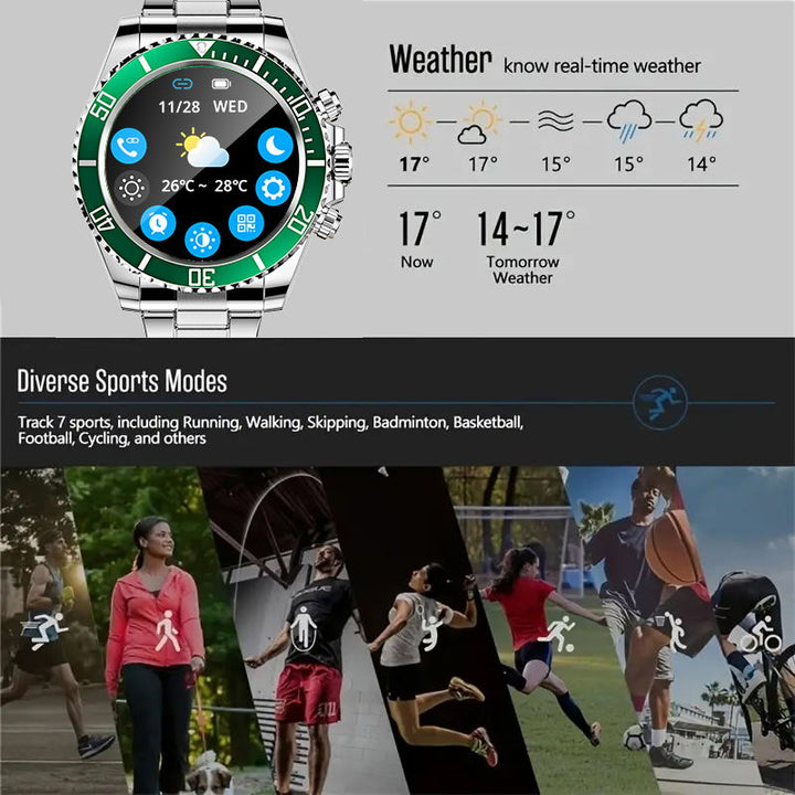 Premium Men's Sport Watch, Luxury Stainless Steel Analog Quartz, Fashionable Casual & Business Design, Large Dial, Calendar 